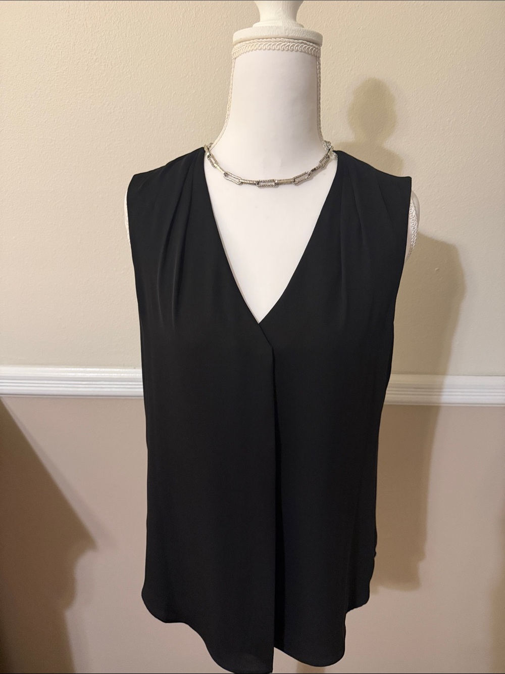 White House Black Market Black V-Neck Sleeveless Top